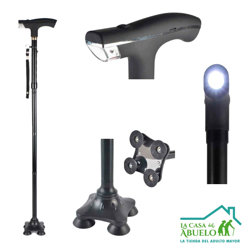 Bastón Ortopédico Plegable + Luz Led